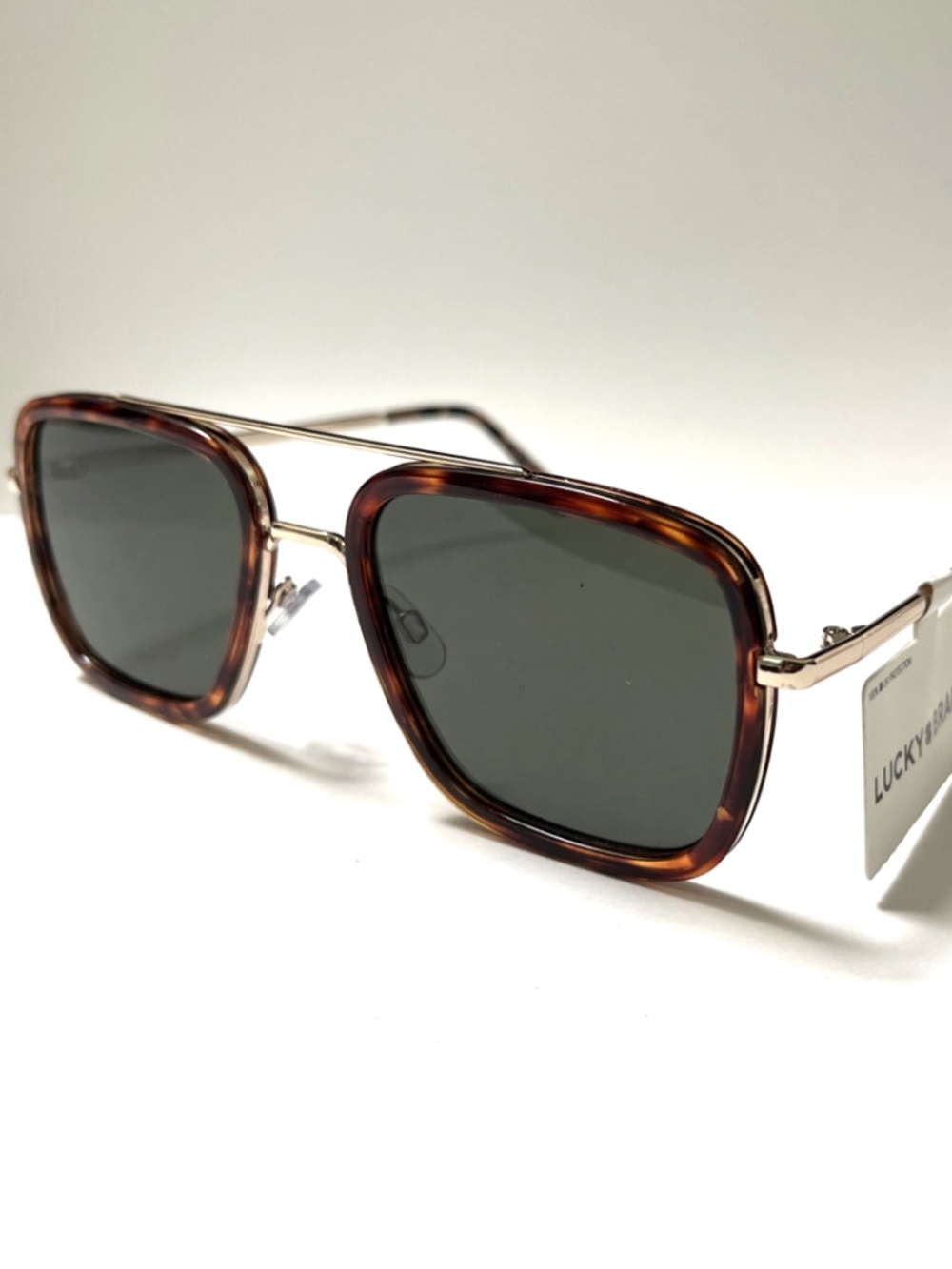 New LUCKY BRAND Double Bridge Aviator Sunglasses Tortoise Shell Metal